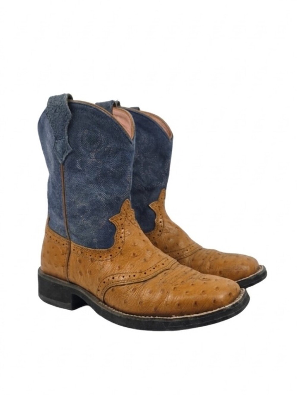 Ariat Two-Tone Blue and Brown Western Heeled Boots